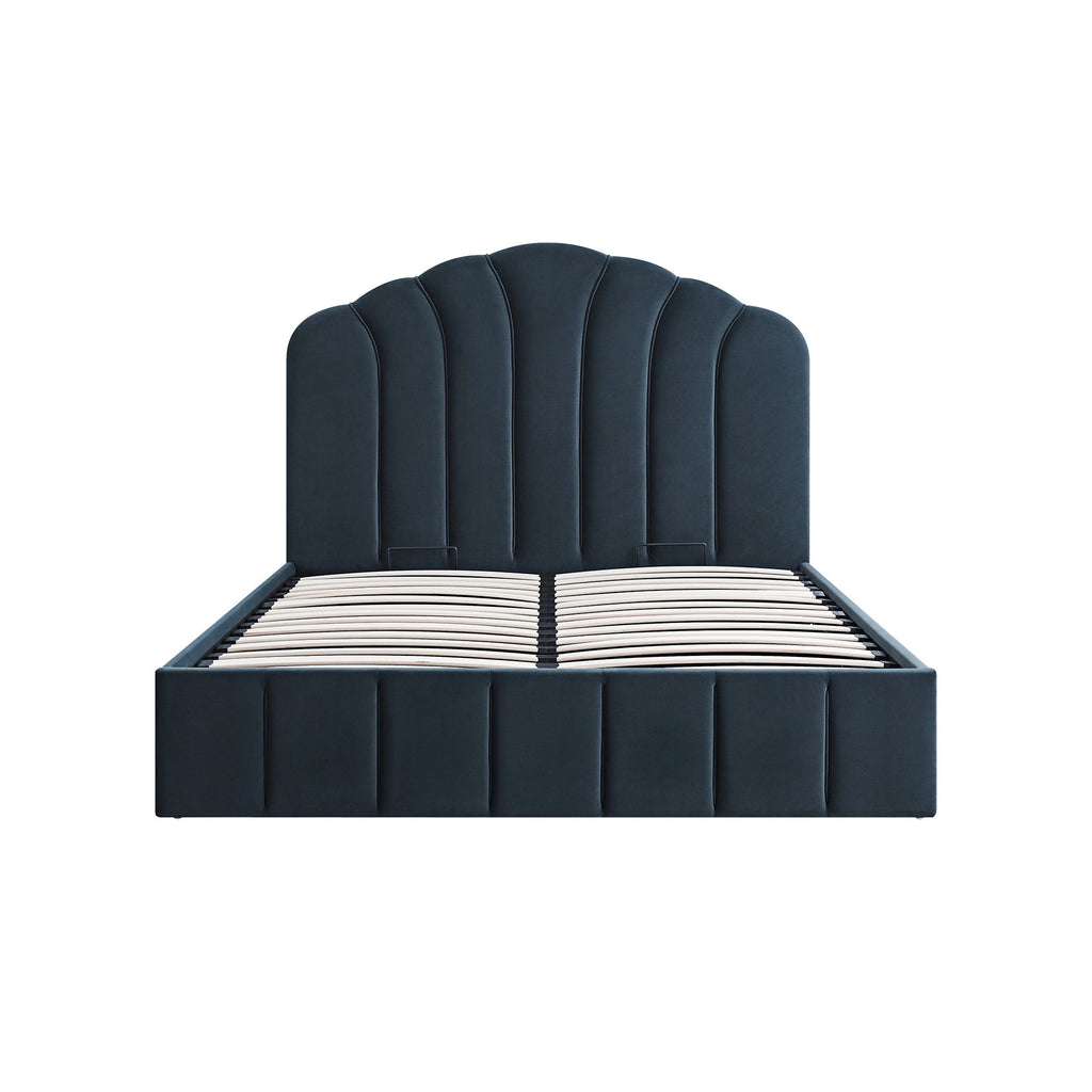 Hana Ottoman Storage Bed, Aegean Blue Velvet