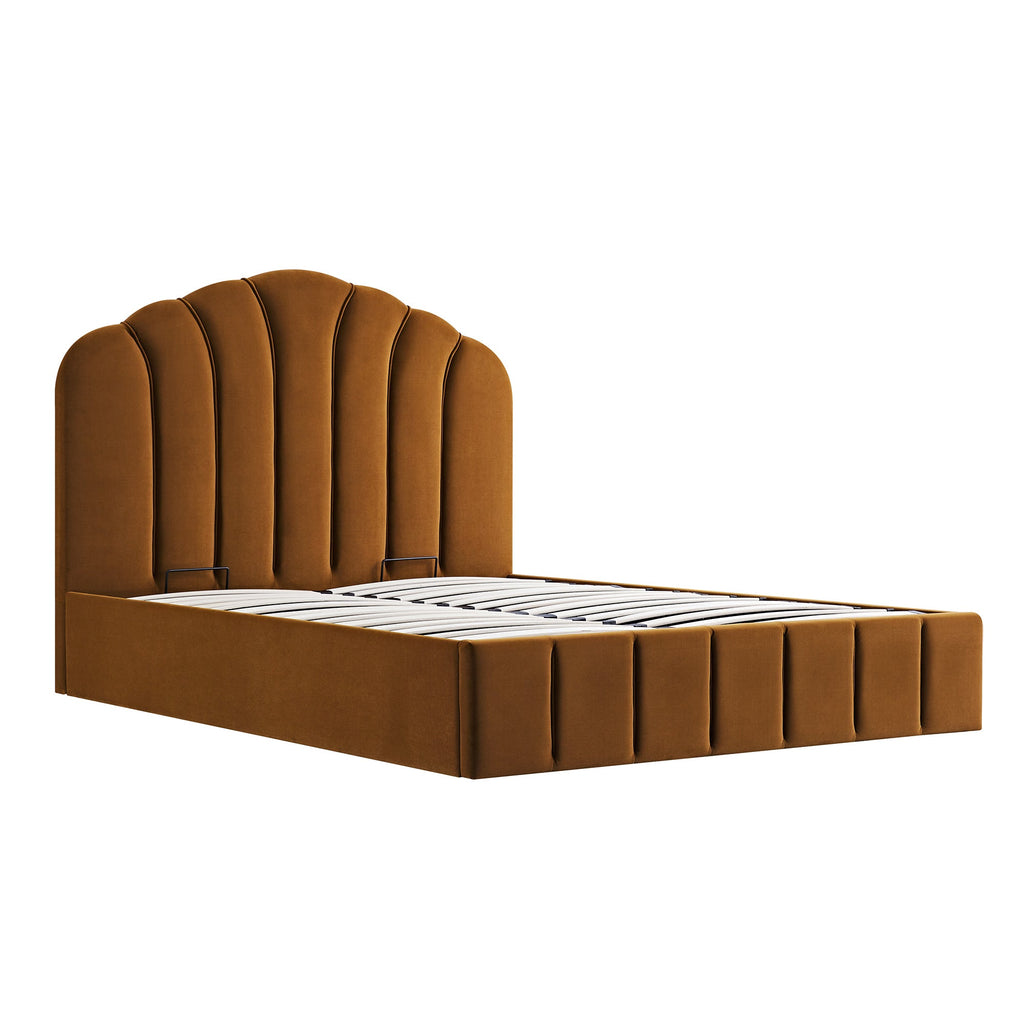 Hana Ottoman Storage Bed, Cinnamon Velvet