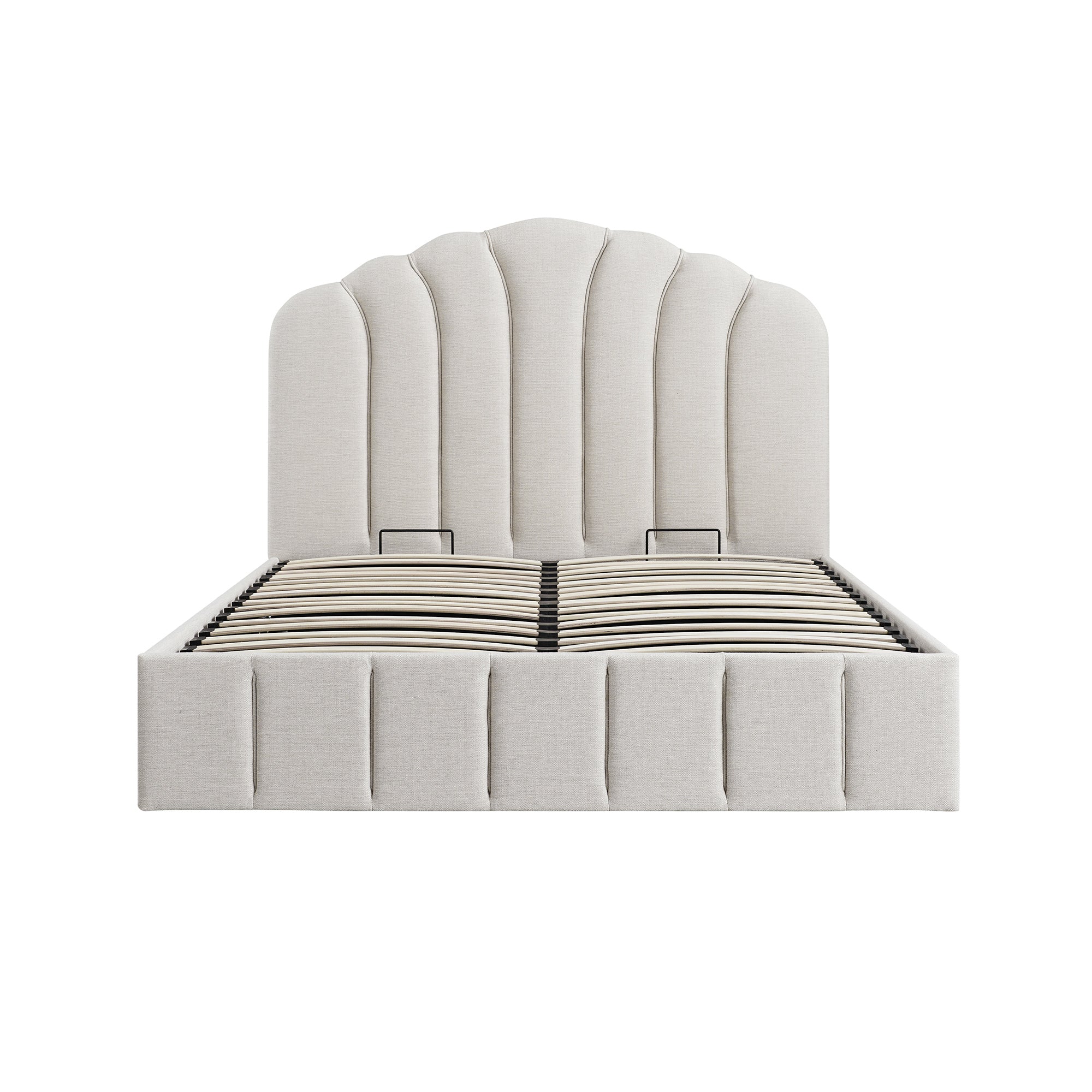 Hana Ottoman Storage Bed, Ivory Weave Fabric