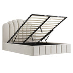 Hana Ottoman Storage Bed, Ivory Weave Fabric