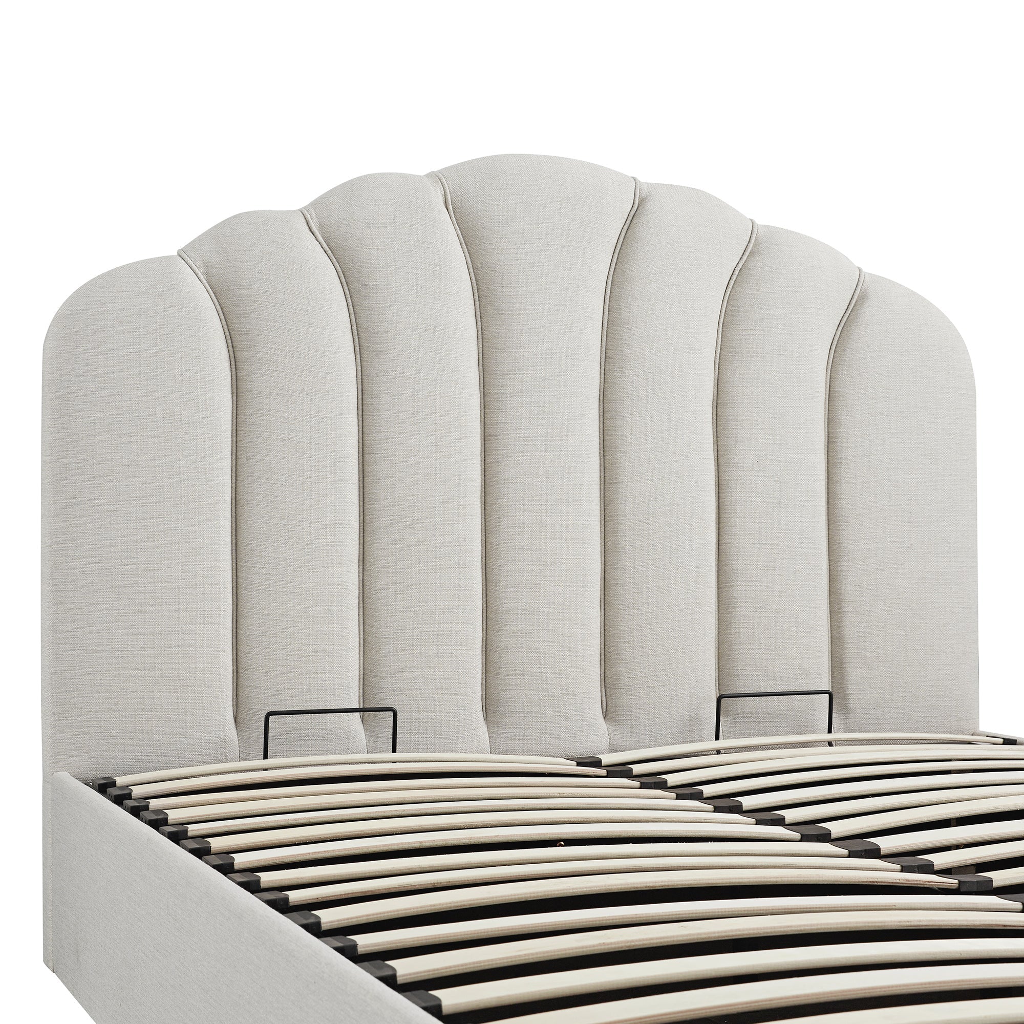 Hana Ottoman Storage Bed, Ivory Weave Fabric