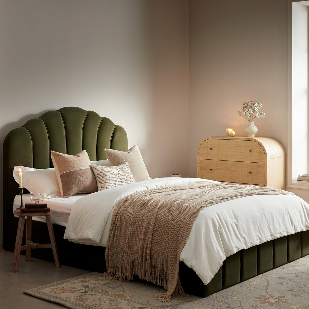 Hana Ottoman Storage Bed, Moss Green Velvet