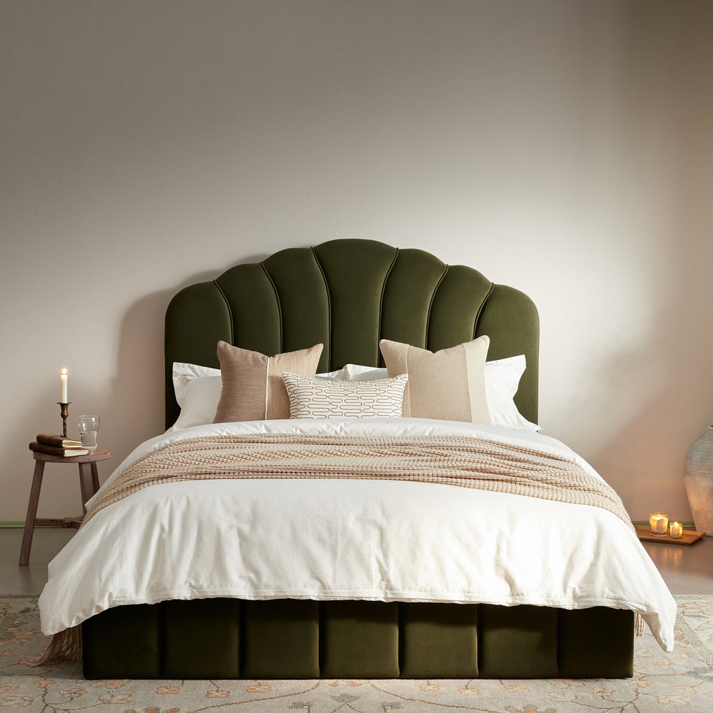 Hana Ottoman Storage Bed, Moss Green Velvet
