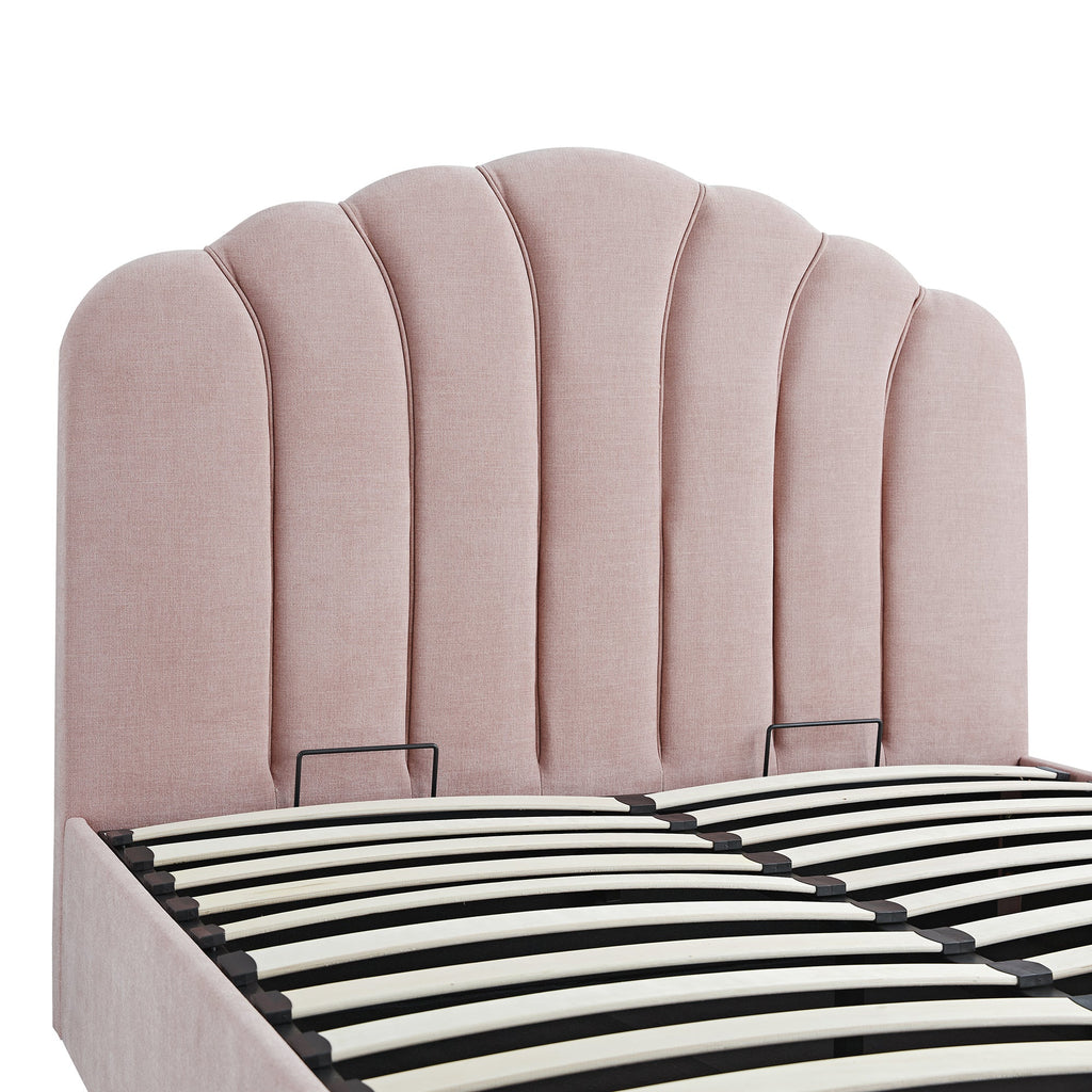 Hana Ottoman Storage Bed, Petal Pink Chenille