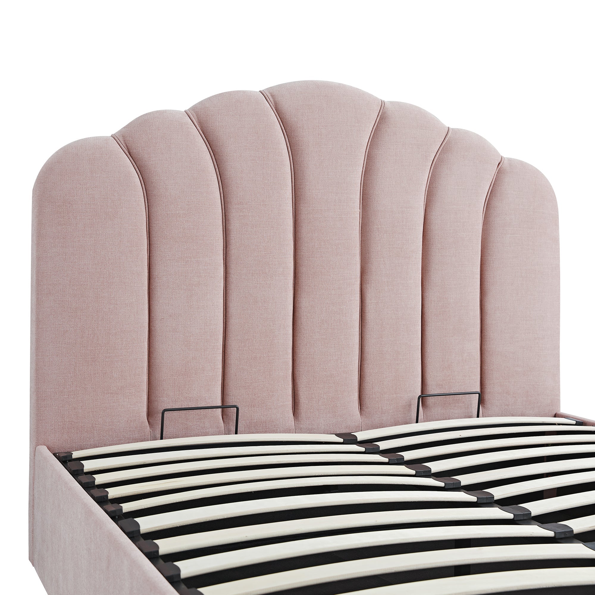 Hana Ottoman Storage Bed, Petal Pink Chenille