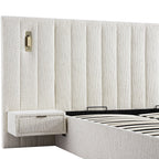 Tremezzo Oversized Ottoman Storage Bed, Beige Textured Fabric