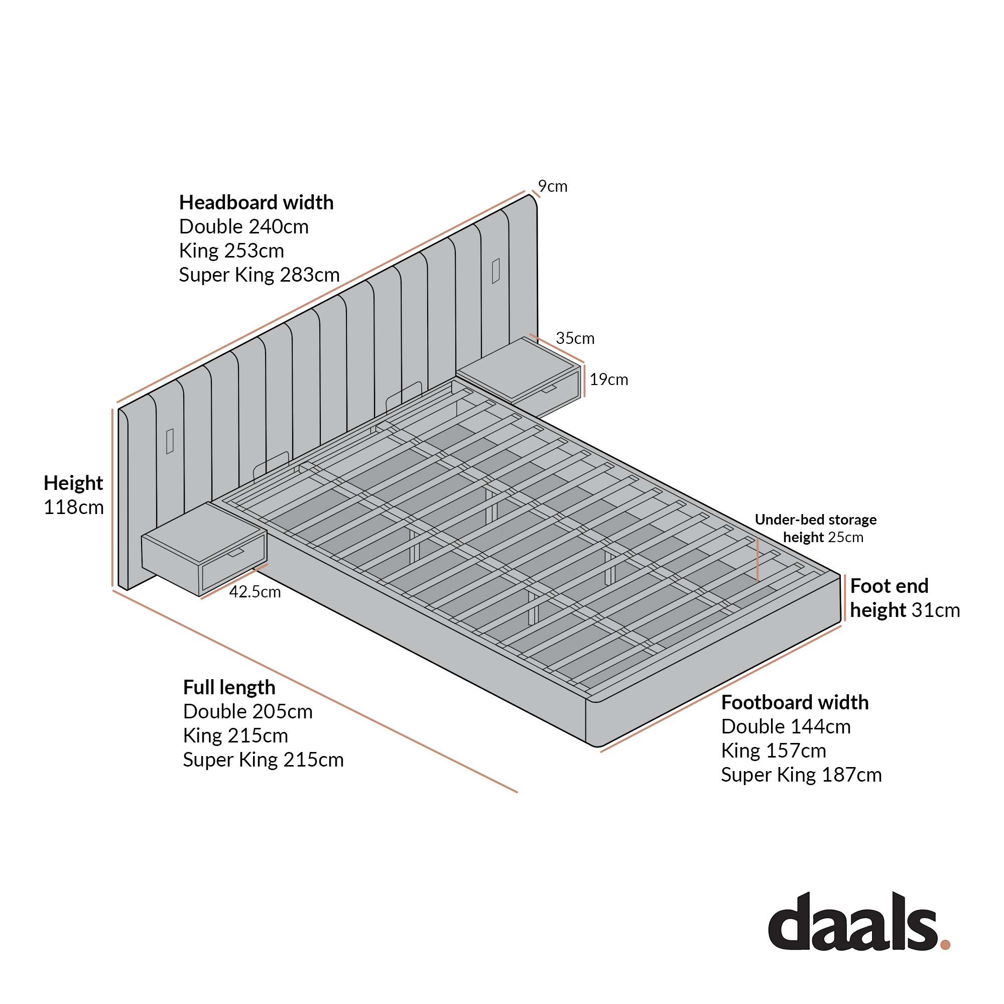 Tremezzo Oversized Ottoman Storage Bed, Beige Textured Fabric