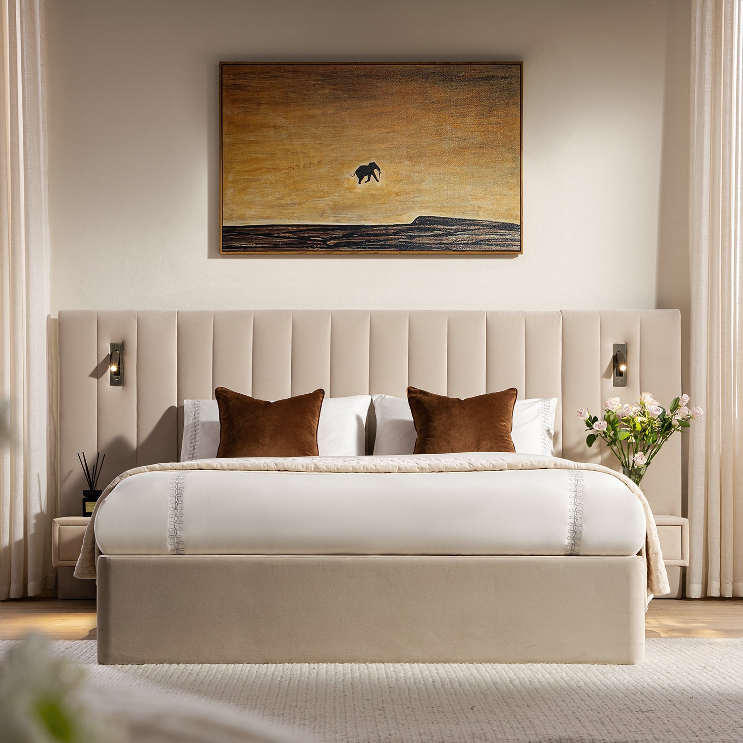 Tremezzo Oversized Ottoman Storage Bed, Champagne Velvet