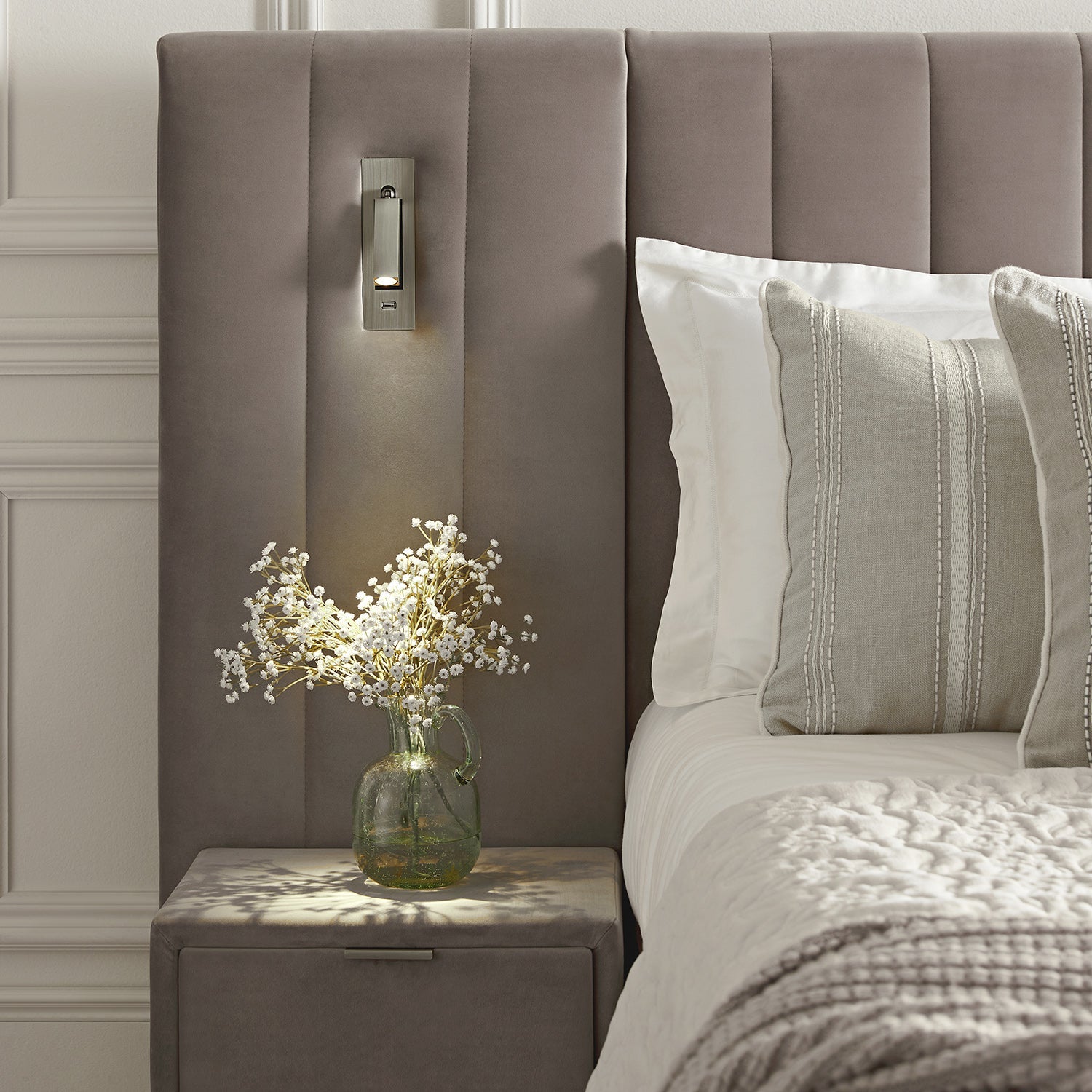 Tremezzo Oversized Ottoman Storage Bed, Taupe Velvet