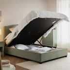 Chilworth Upholstered Ottoman Storage Bed, Water Green Chenille