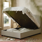 Chilworth Upholstered Ottoman Storage Bed, Blue Stripe Linen Blend