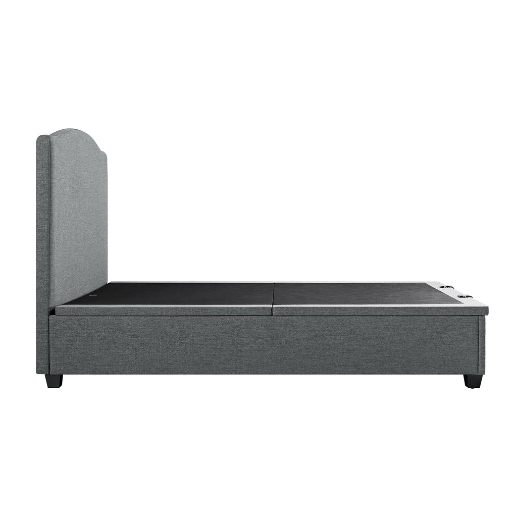 Chilworth Upholstered Ottoman Storage Bed, Dark Grey Weave Fabric