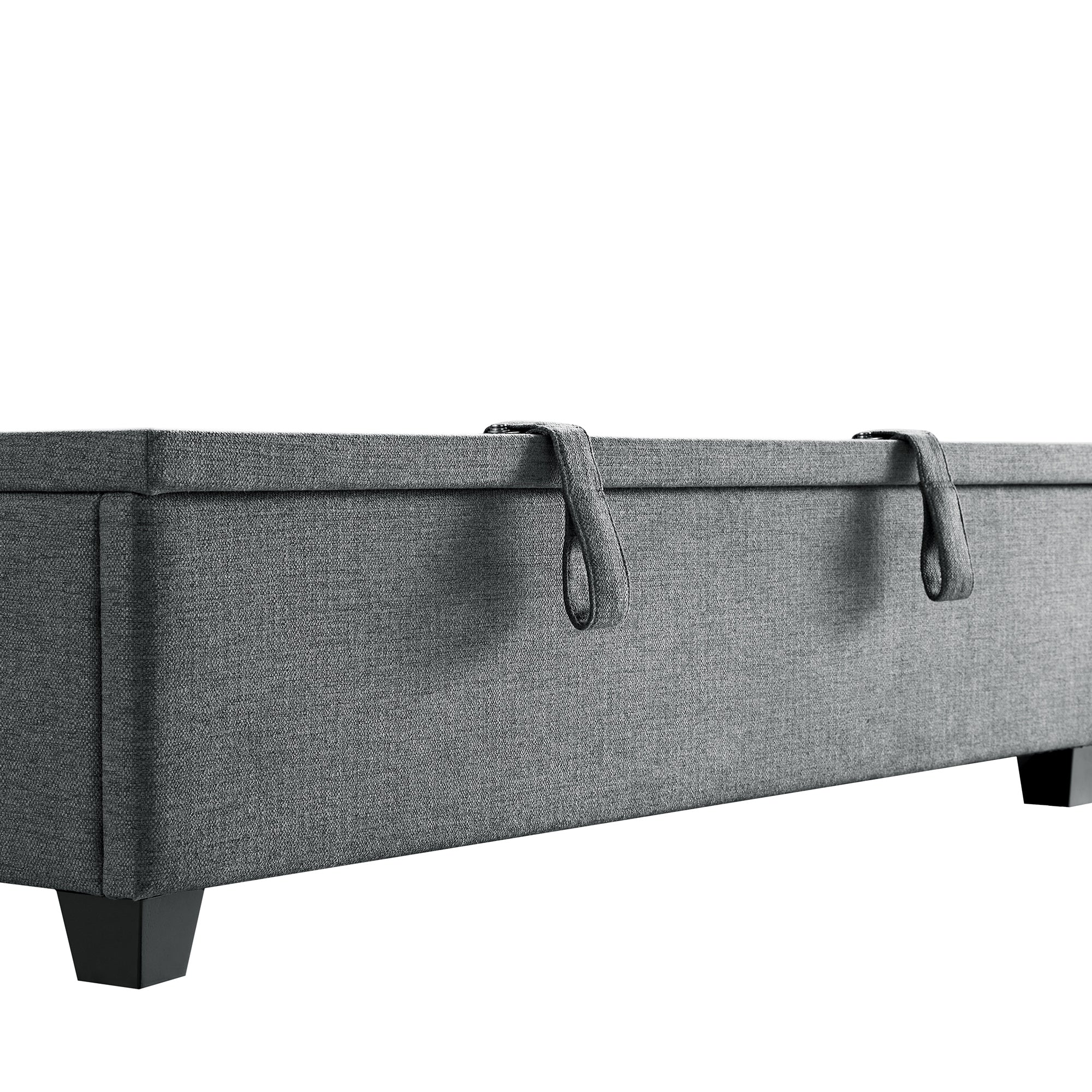 Chilworth Upholstered Ottoman Storage Bed, Dark Grey Weave Fabric