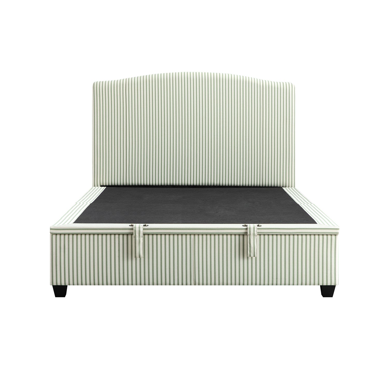 Chilworth Upholstered Ottoman Storage Bed, Green Stripe Linen Blend