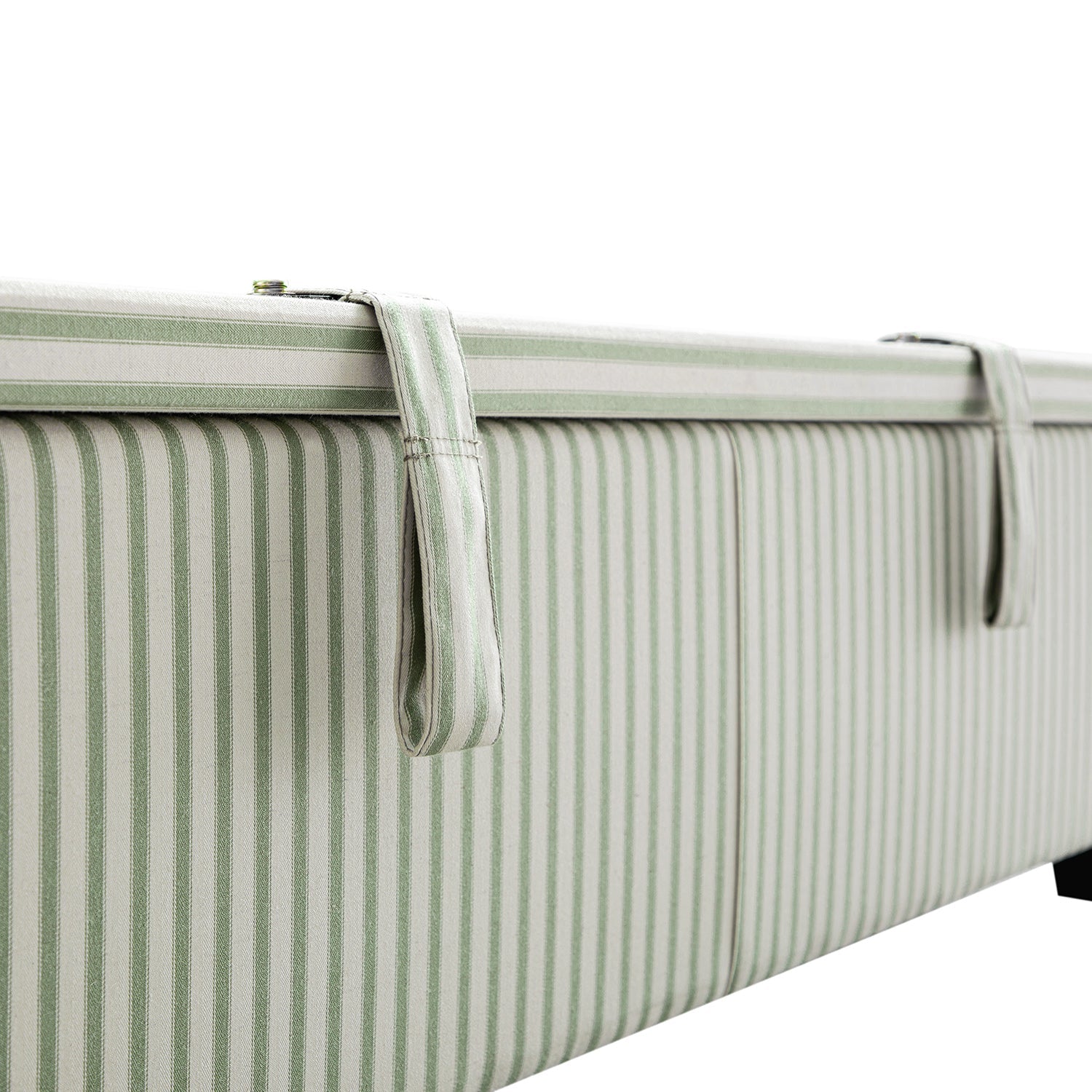 Chilworth Upholstered Ottoman Storage Bed, Green Stripe Linen Blend