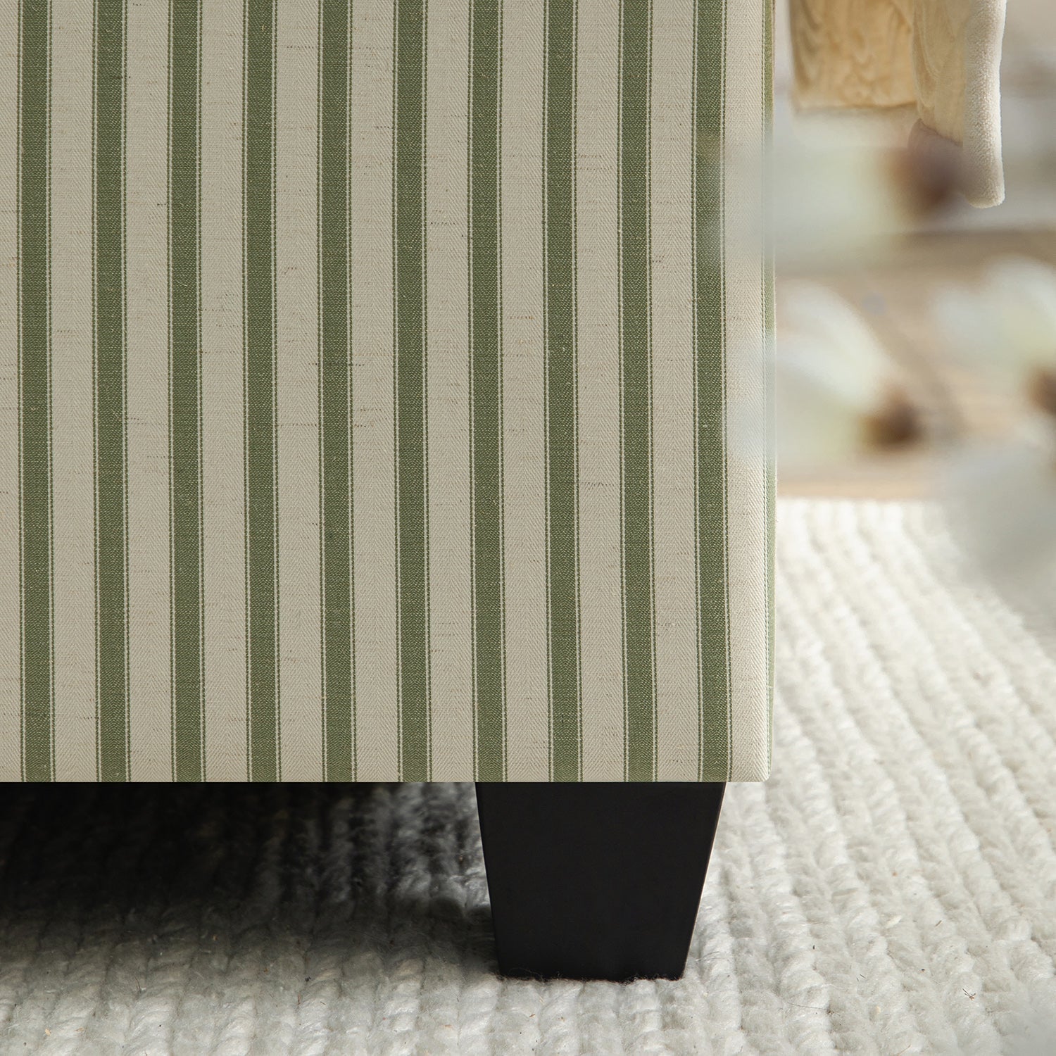 Chilworth Upholstered Ottoman Storage Bed, Green Stripe Linen Blend