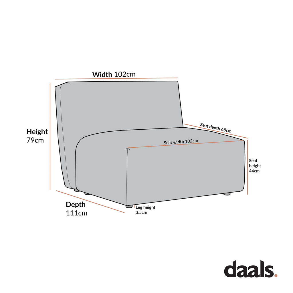 Carlyle Beige Cotton Blend Modular Sofa, Armless Seat
