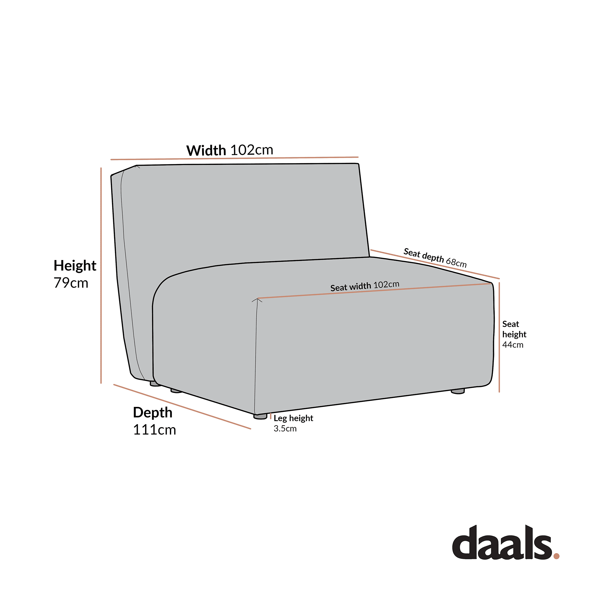 Carlyle Beige Cotton Blend Modular Sofa, Armless Seat