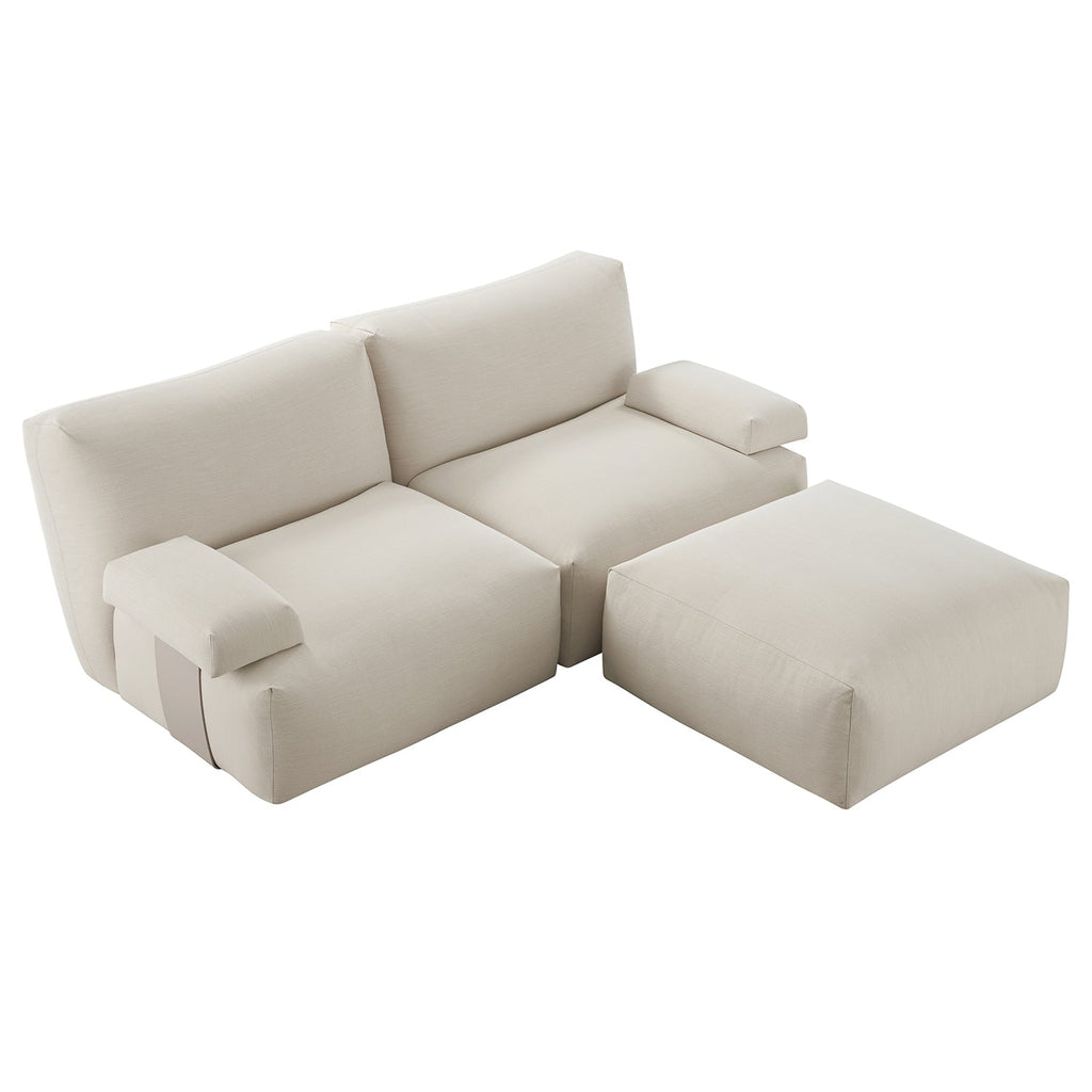 Carlyle Beige Cotton Blend Modular Sofa, 2-Piece Chaise