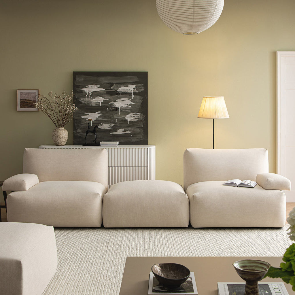 Carlyle Beige Cotton Blend Modular Sofa, 2-Piece Chaise