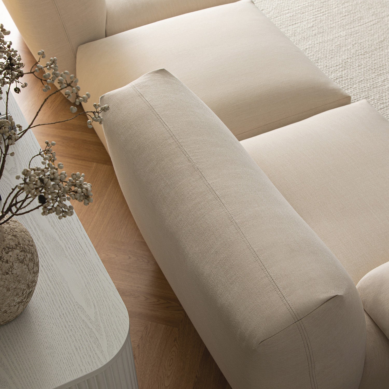 Carlyle Beige Cotton Blend Modular Sofa, 2-Piece Chaise