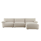 Carlyle Beige Cotton Blend Modular Sofa, 3-Piece Chaise