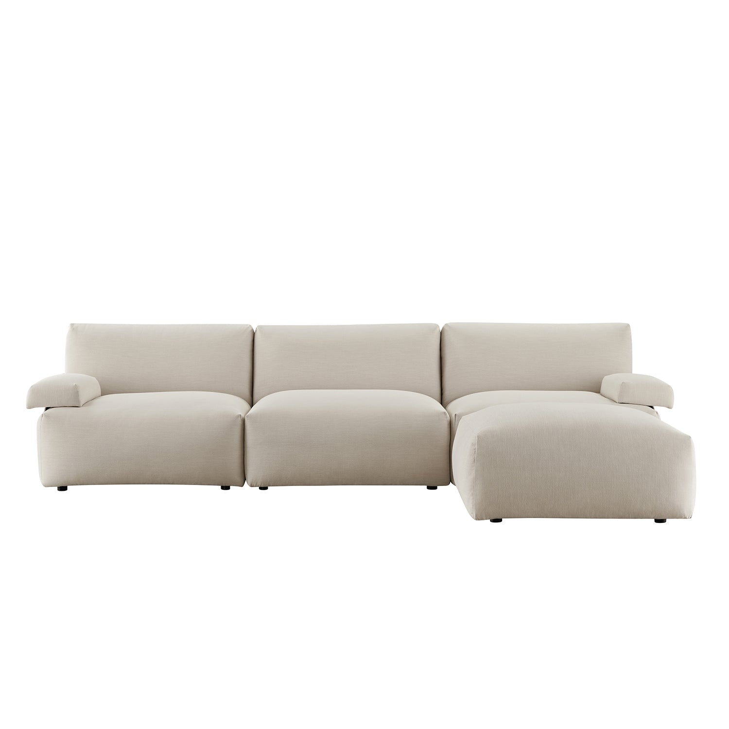 Carlyle Beige Cotton Blend Modular Sofa, 3-Piece Chaise