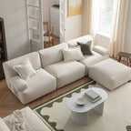 Carlyle Beige Cotton Blend Modular Sofa, 3-Piece Chaise