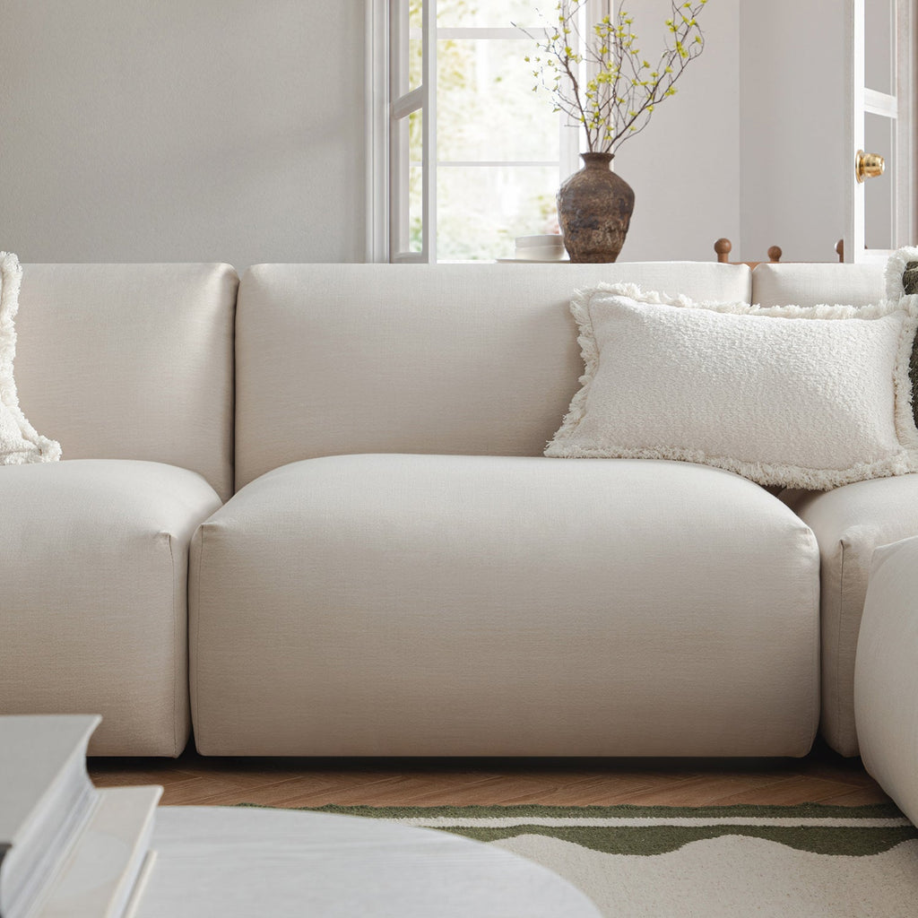 Carlyle Beige Cotton Blend Modular Sofa, 3-Piece Chaise