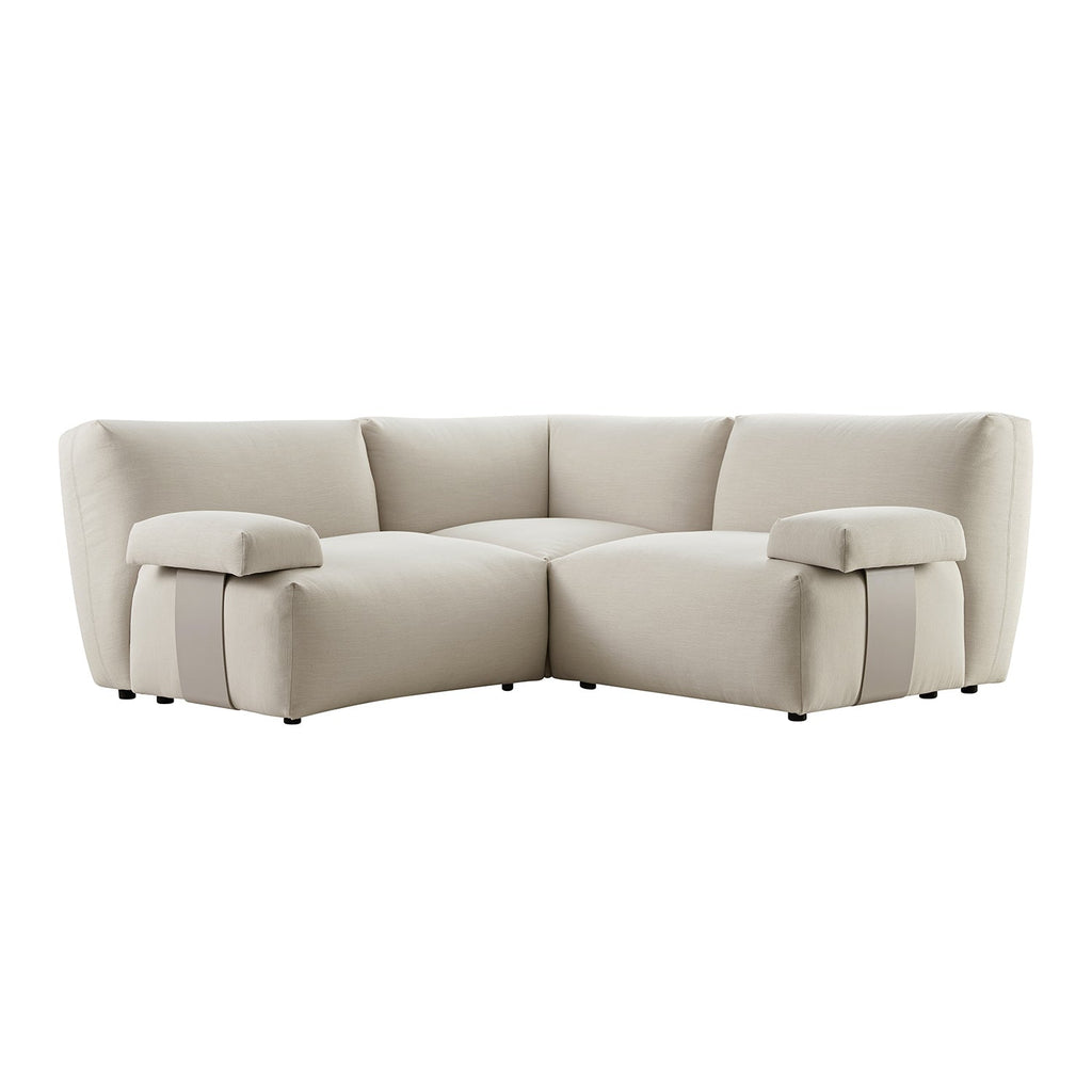 Carlyle Beige Cotton Blend Modular Sofa, Compact Corner Set