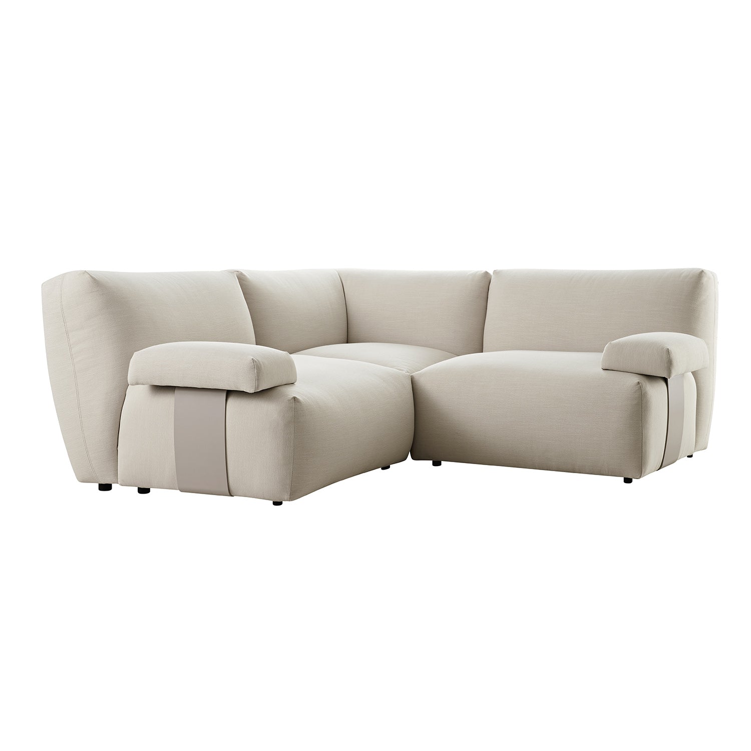 Carlyle Beige Cotton Blend Modular Sofa, Compact Corner Set