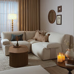 Carlyle Beige Cotton Blend Modular Sofa, Compact Corner Set