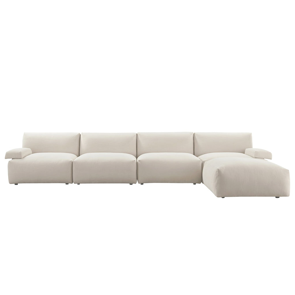 Carlyle Beige Cotton Blend Modular Sofa, 4-Piece Chaise