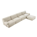 Carlyle Beige Cotton Blend Modular Sofa, 4-Piece Chaise