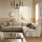 Carlyle Beige Cotton Blend Modular Sofa, Large Corner Set