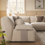 Carlyle Beige Cotton Blend Modular Sofa, Large Corner Set