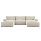 Carlyle Beige Cotton Blend Modular Sofa, 5-Piece U-Shape Set