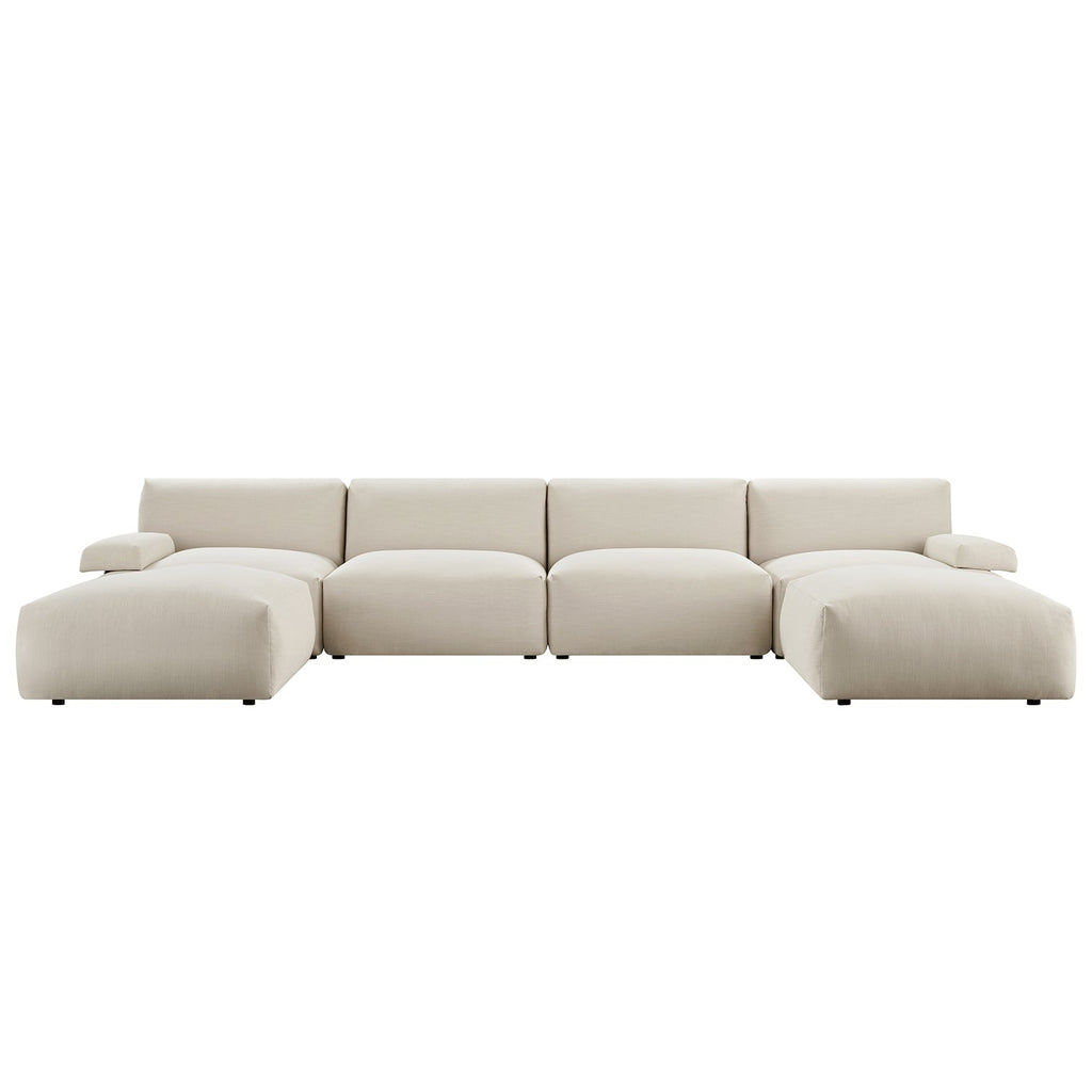 Carlyle Beige Cotton Blend Modular Sofa, 6-Piece U-Shape Set