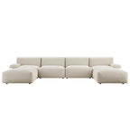 Carlyle Beige Cotton Blend Modular Sofa, 6-Piece U-Shape Set