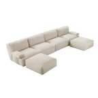 Carlyle Beige Cotton Blend Modular Sofa, 6-Piece U-Shape Set