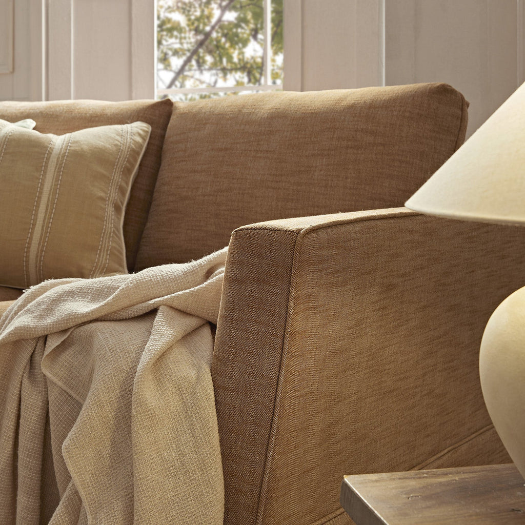 Fitz Skirted 2-Seater Sofa, Apricot Linen Blend