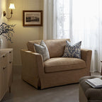 Fitz Skirted Loveseat, Apricot Linen Blend