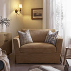 Fitz Skirted Loveseat, Apricot Linen Blend