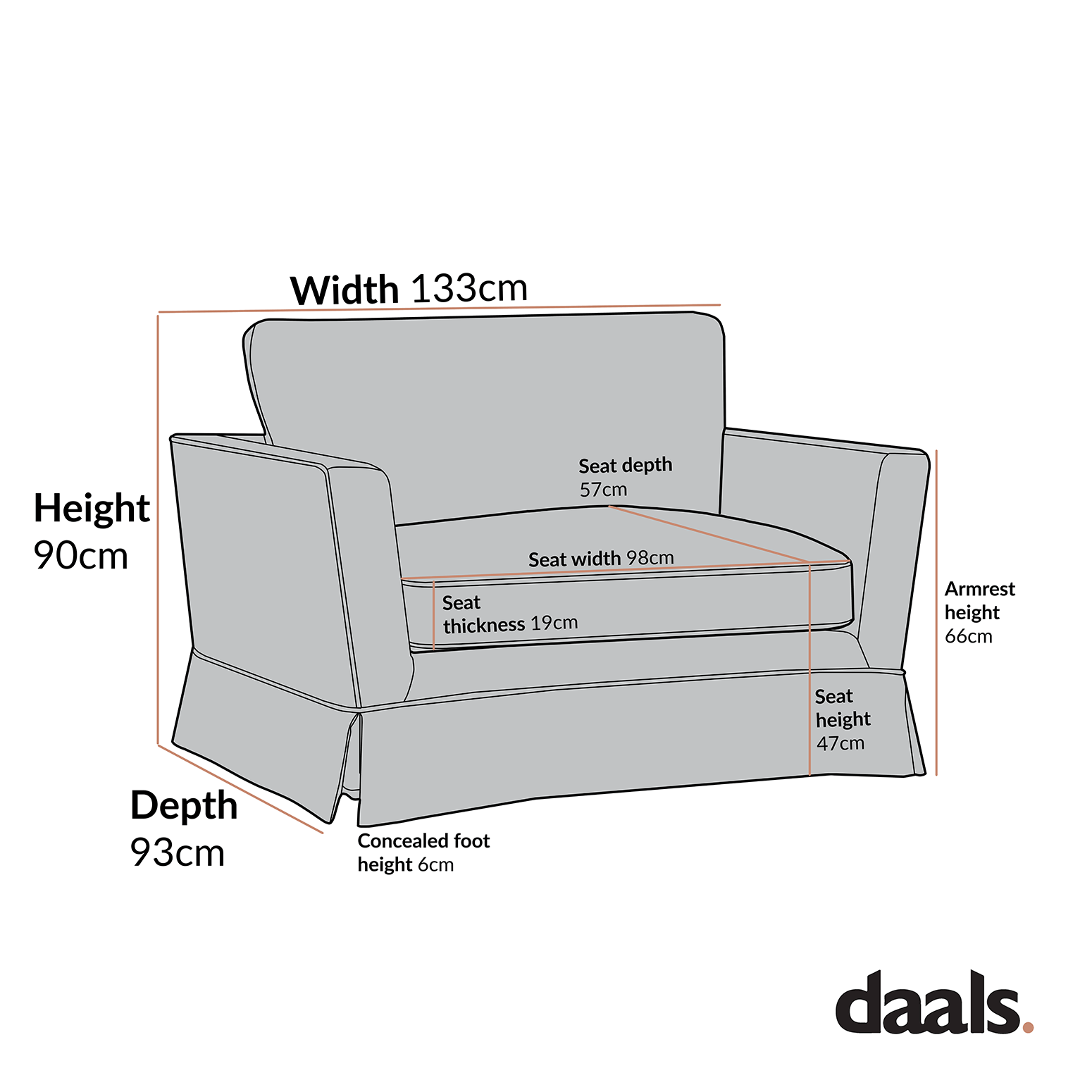 Fitz Skirted Loveseat, Apricot Linen Blend