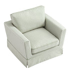 Fitz Skirted Armchair, Sage Striped Linen Blend
