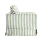 Fitz Skirted Armchair, Sage Striped Linen Blend