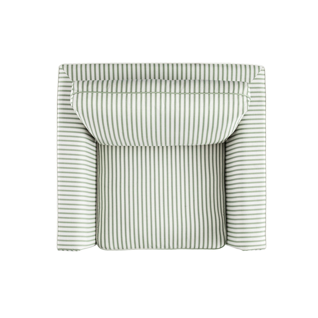 Fitz Skirted Armchair, Sage Striped Linen Blend
