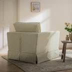 Fitz Skirted Armchair, Sage Striped Linen Blend
