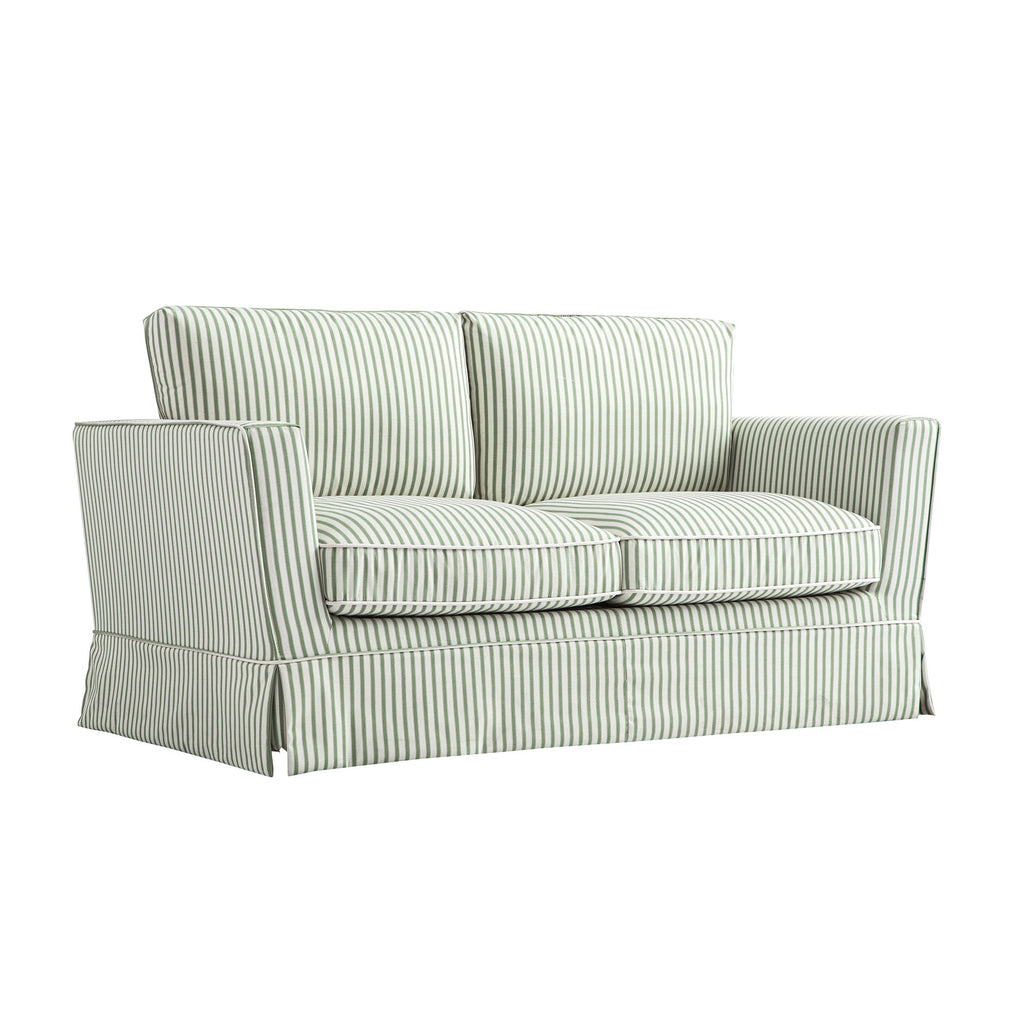 Fitz Skirted 2-Seater Sofa, Sage Striped Linen Blend