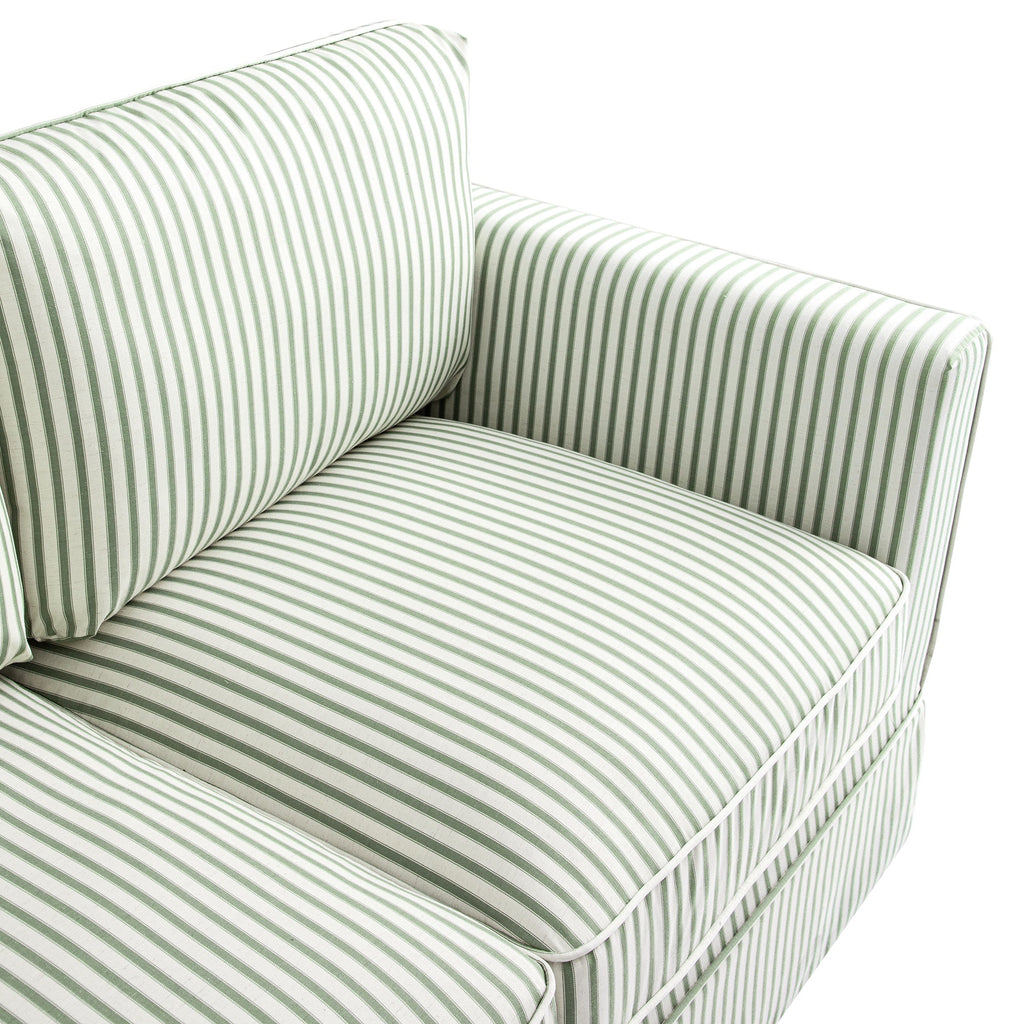 Fitz Skirted 2-Seater Sofa, Sage Striped Linen Blend